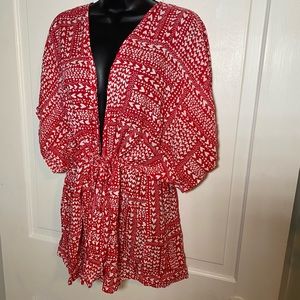 NWT Victoria’s Secret Intimates Red Heart Patterned Kimono Robe One Size